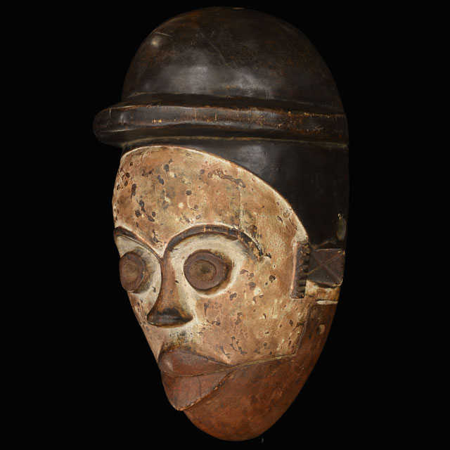 African Ogoni colonial mask with hat Left Angle