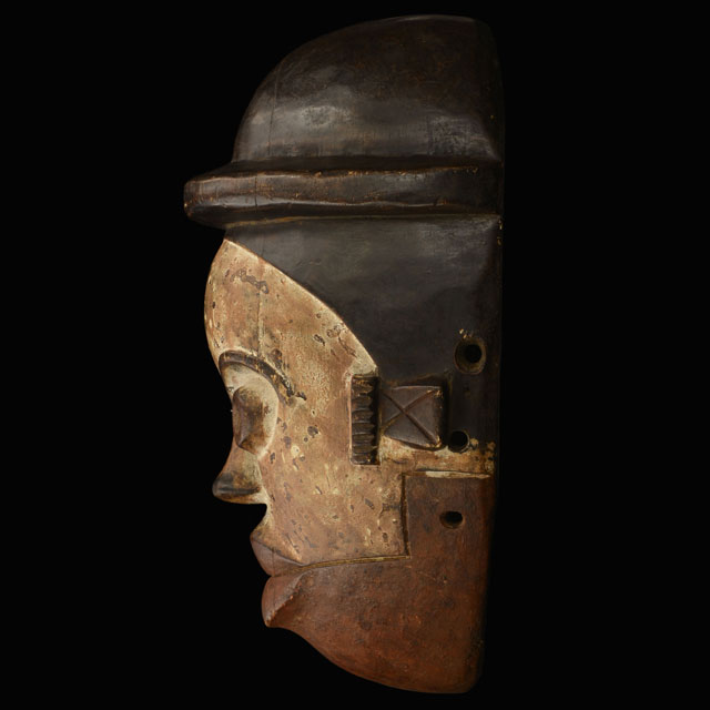 African Ogoni colonial mask with hat left side