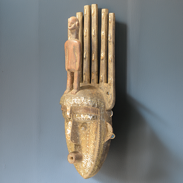 Bambara mask 43 Left Angle - Click for a more detailed view of this African mask. African Bambara mask 43 Left Angle
