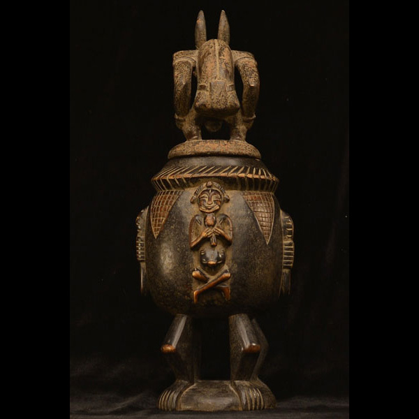 African Bambara Wooden Pot 31 