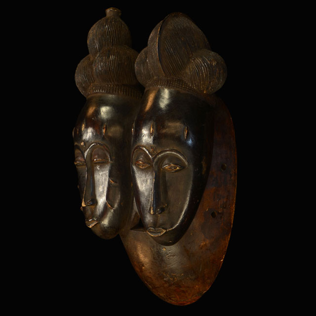 African Baule twins mask 120 Left Angle