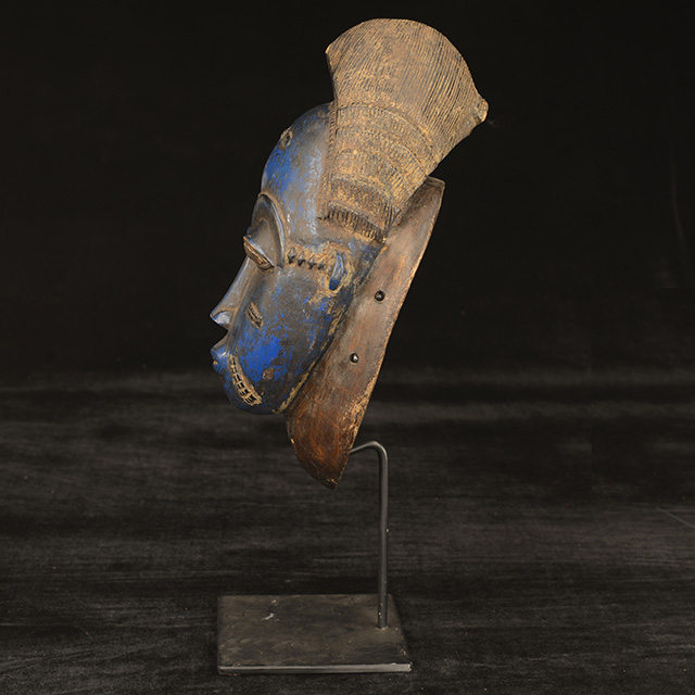 African Baule Mask 125 on display stand left side