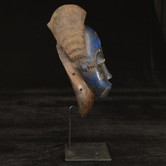 African Baule Mask 125 on display stand Right Side