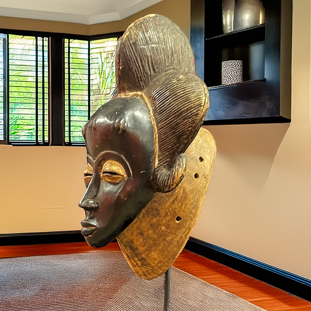 African Baule mask 131 on display stand