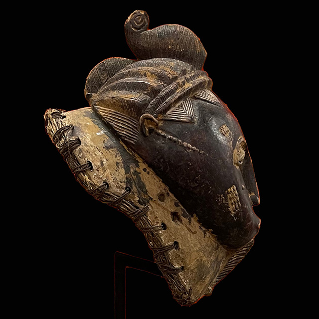 African Baule Mask 123 on stand Left Angle