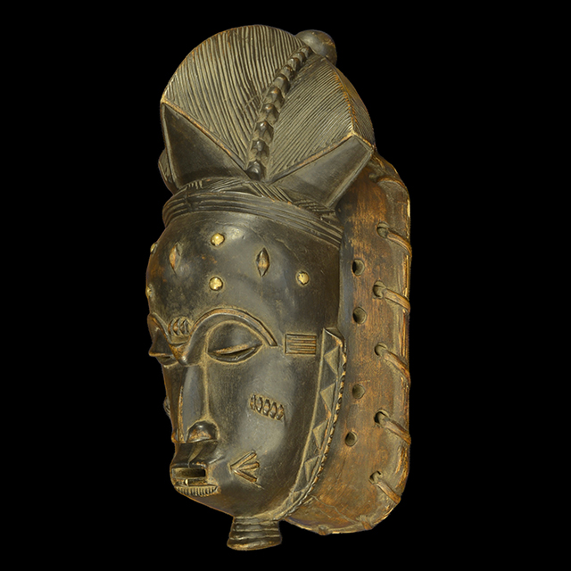 African Baule mask 145 Left Angle - Click for a more detailed view of this African Mask. African Baule mask 145 Left Angle