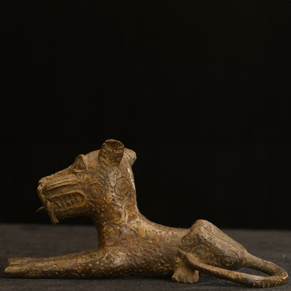 African Benin Royal Bronze Leopard 24 left side