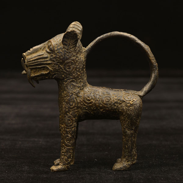 African Benin bronze royal leopard left side