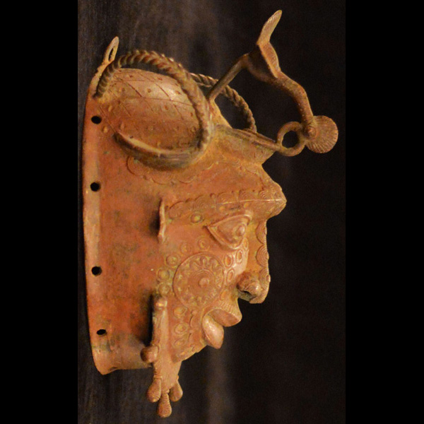 African Benin Bronze Mask 16 Right Side