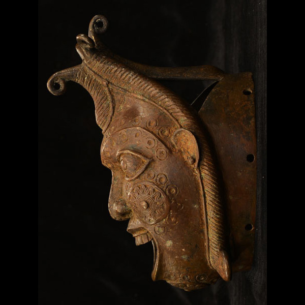 African Benin Bronze Mask 26 left side