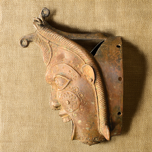 African Benin Bronze Mask 26 left side