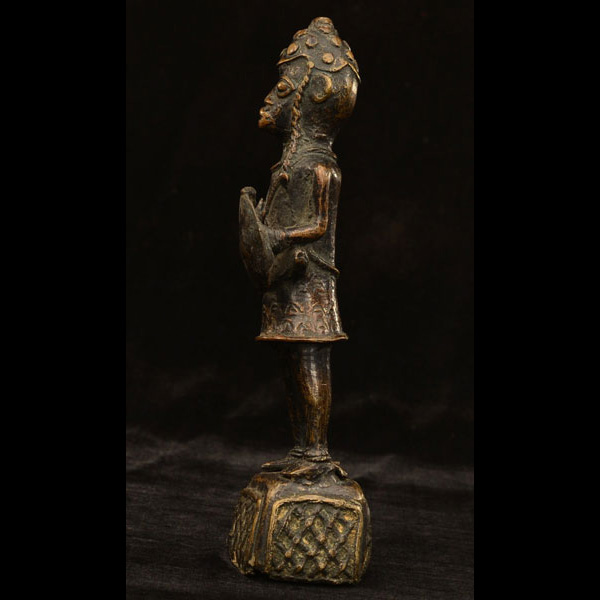African Benin Bronze Statuette 31 Left Side