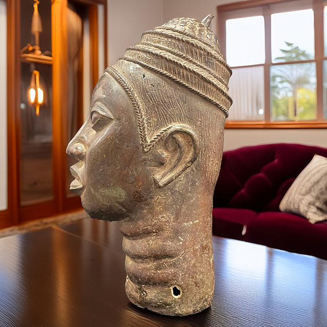African Benin Ile-Ife bronze 64 left side