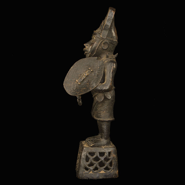 African Benin Bronze Statuette 38 left side