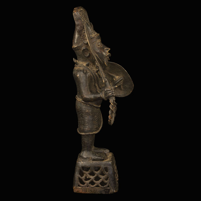 African Benin Bronze Statuette 38 Right Side