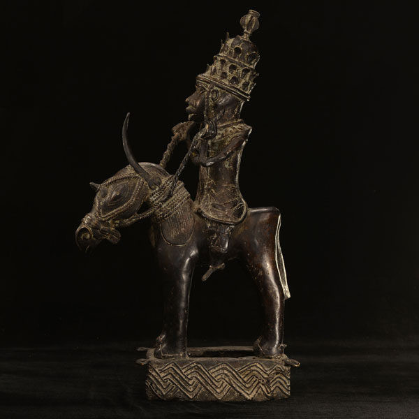 African Benin bronze mounted warrior 37 Left