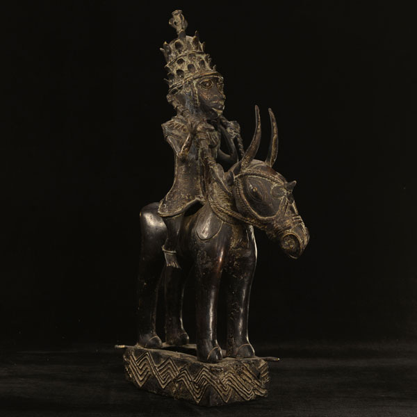 African Benin bronze mounted warrior 37