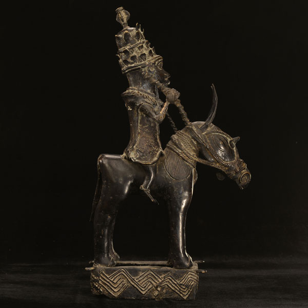 African Benin bronze mounted warrior 37 Right Side