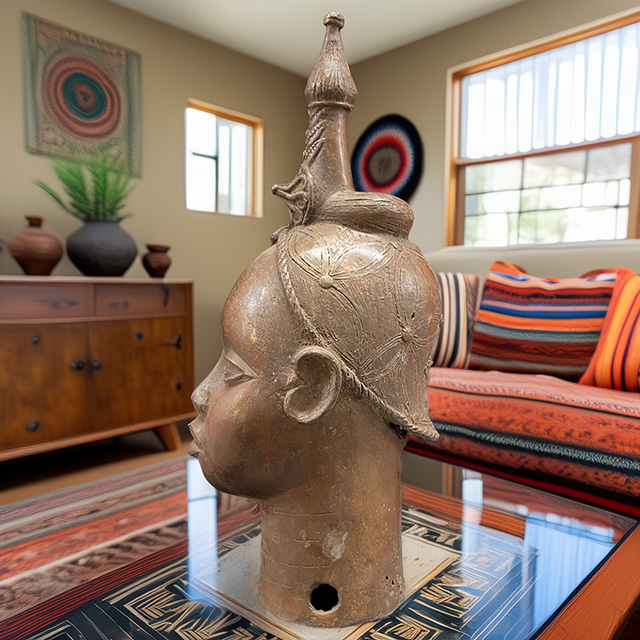 African Benin Ile-Ife bronze 73 left side