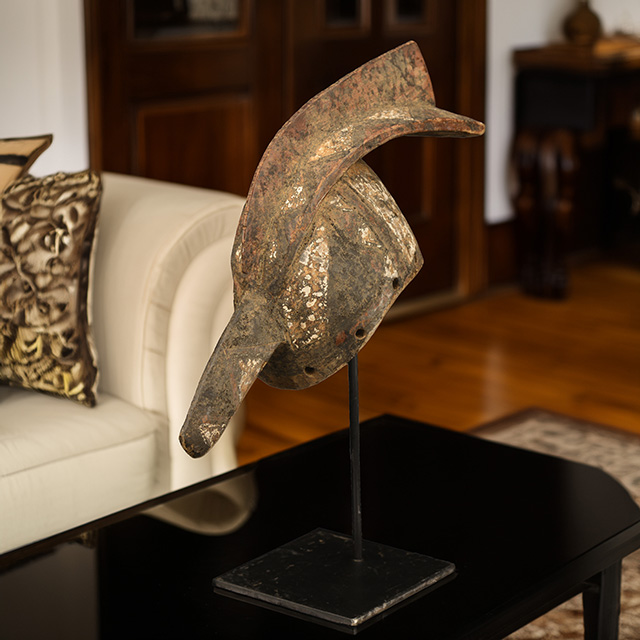 African Bobo mask on display stand