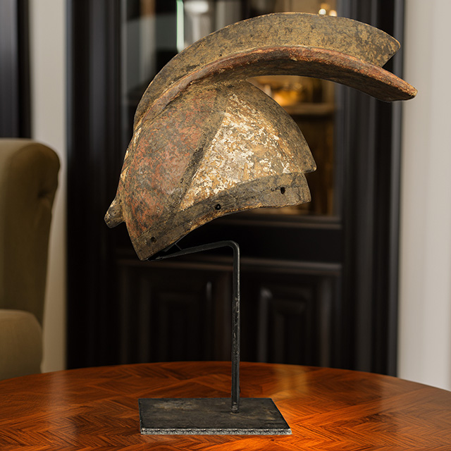 African Bobo mask on display stand left side