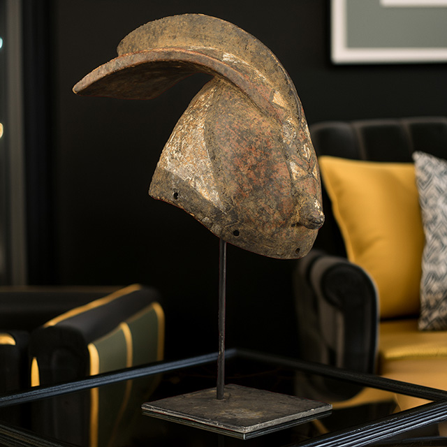 African Bobo mask on display stand