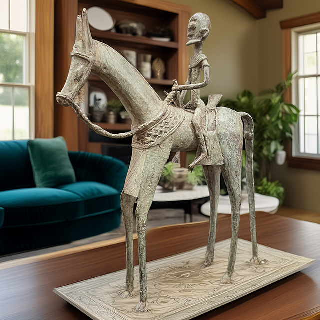 African Dogon Bronze rider 111 Left Angle