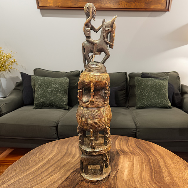African Dogon wooden pot 108 Right Side