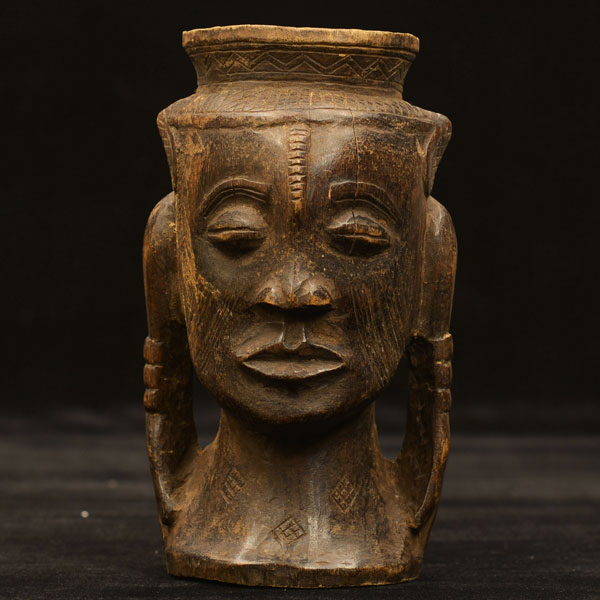 African Kuba ceremonial palm wine cup