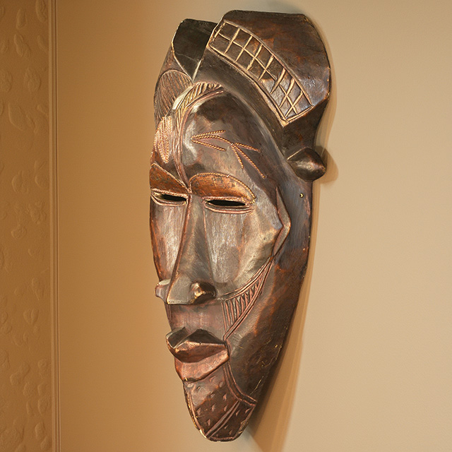 African Tikar mask 46 Left Angle - Click for a more detailed view of this African mask. African Tikar mask 46 Left Angle