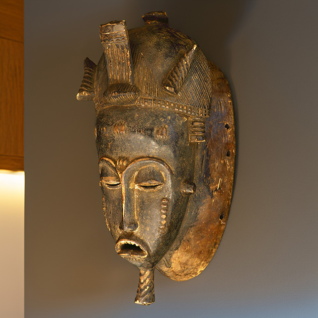African mask from the yaure tribe of Ivory Coast Left Angle
