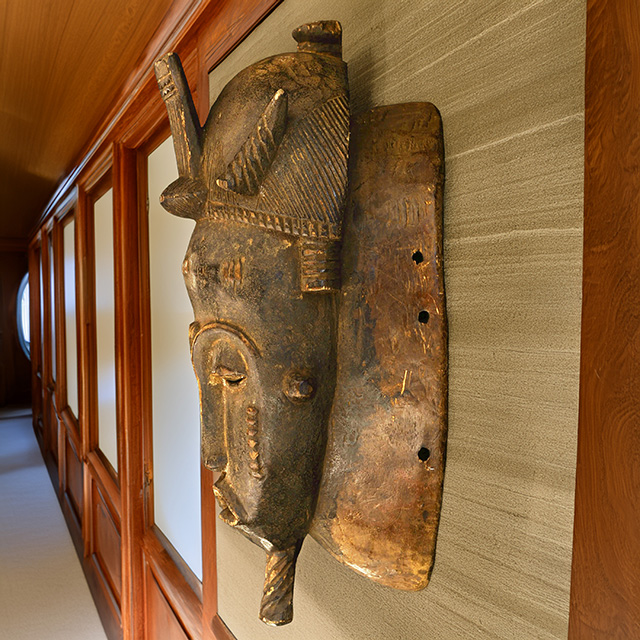 African mask from the yaure tribe of Ivory Coast left side